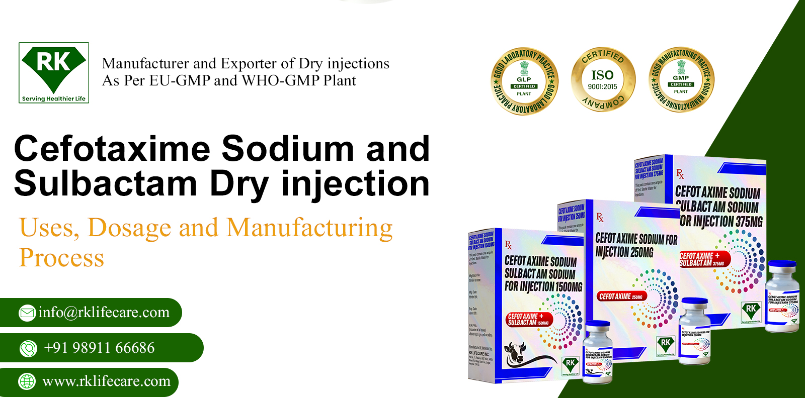 Cefotaxime Sodium and Sulbactam Dry injection Uses, Dosage and Manufacturing Process.