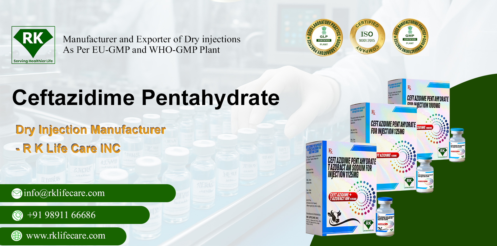 Ceftazidime Pentahydrate Dry Injection Manufacturer