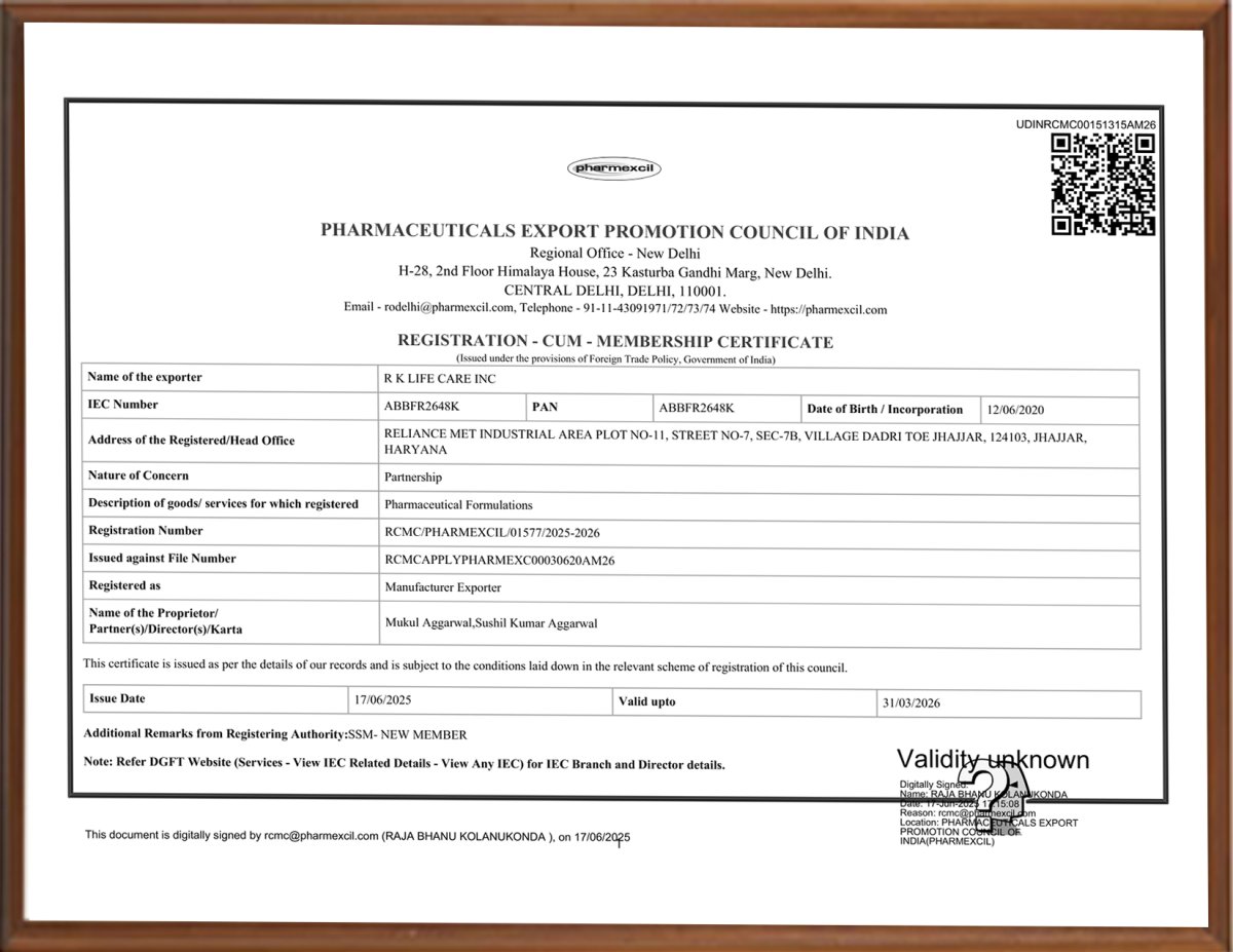 Registration Cum Membership Certificate